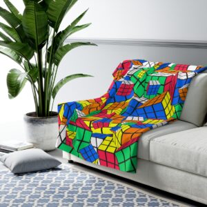 Rubik's Cube Sherpa Fleece Blanket Crazy Cubes