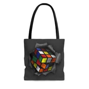 Rubik's Cube Tote Bag Cube Bursting Through.