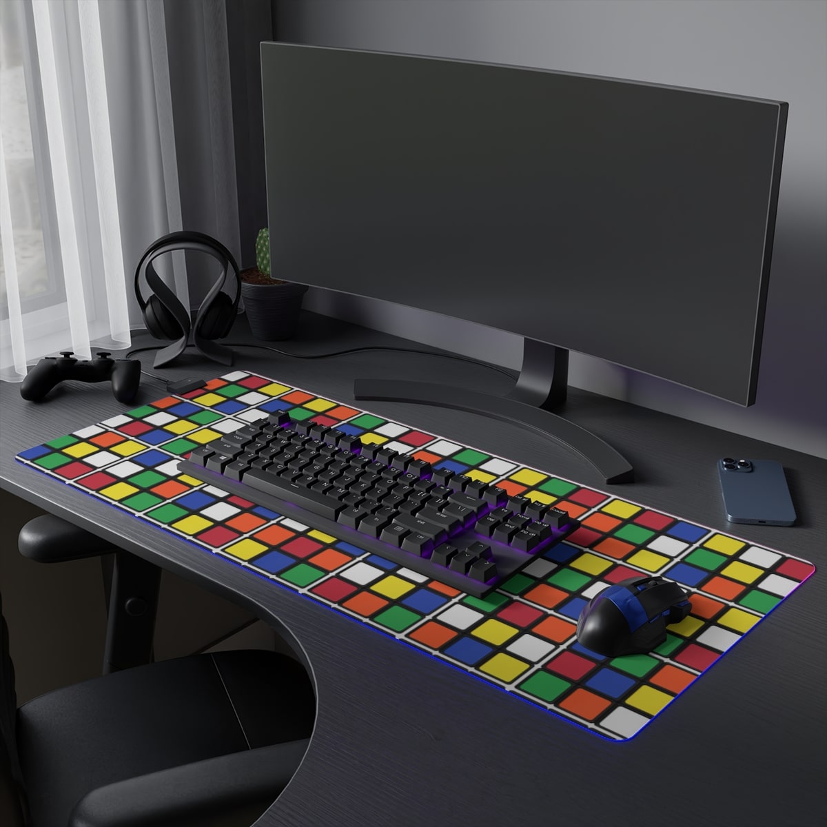 Rubik's Cube Gaming Mat LED Desk Mat