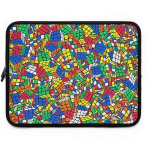 Rubik's cube laptop sleeve piles of cubes