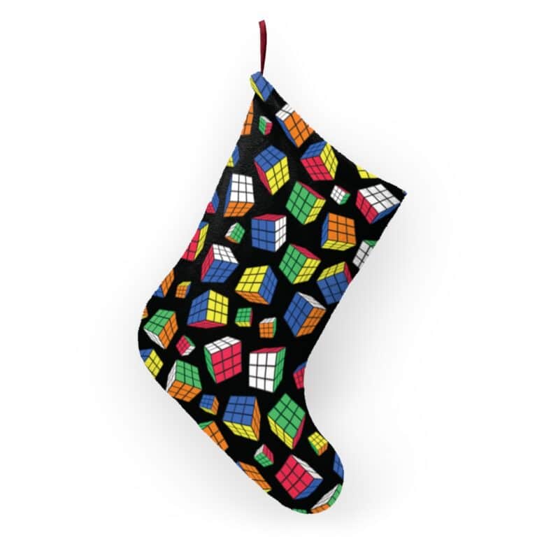Rubik's Cube Christmas Stocking Cubes All Over Black