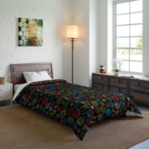 Rubik's Cube Comforter Colorful Line Art Cubes, Bedroom Decor, Bedding