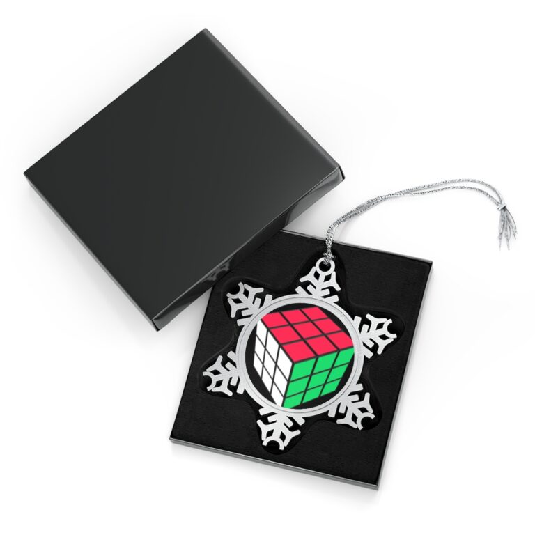 Rubik's Cube Christmas Ornament Pewter
