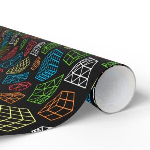 Line Art Cubes Rubik's Cube Gift Wrap - wrapping paper, holiday, birthday