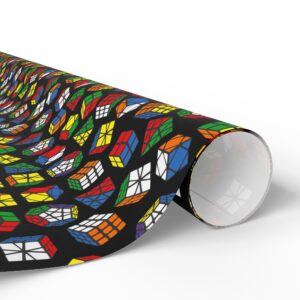 Pyraminx, Megaminx, Skewb and Square-1 Rubik's Cube Gift Wrap - Present Wrapping Paper, Christmas, Holiday, Birthday