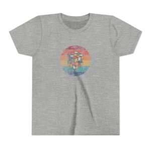Rubik's Cube 80s Vintage Sunset Rubik's Cube Shirt (Youth Sizes) - Distressed Retro Fun Tee